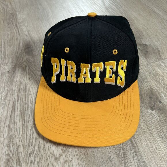 Vintage Pittsburgh Pirates Hat Snapback‎ MLB Baseball Drew Pearson Black Yellow - Picture 1 of 9
